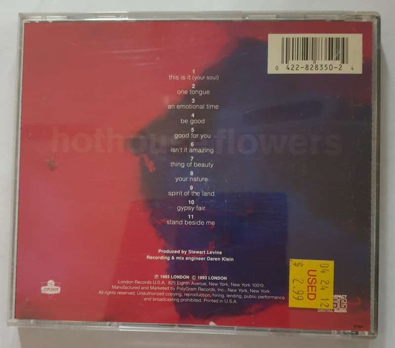 CD - HOTHOUSE FLOWERS - SONGS FROM THE RAIN - 1993 USA IMPORT - LONDON RECORDS - 828 350 2